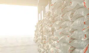 sacchetti di farina stoccati in un magazzino